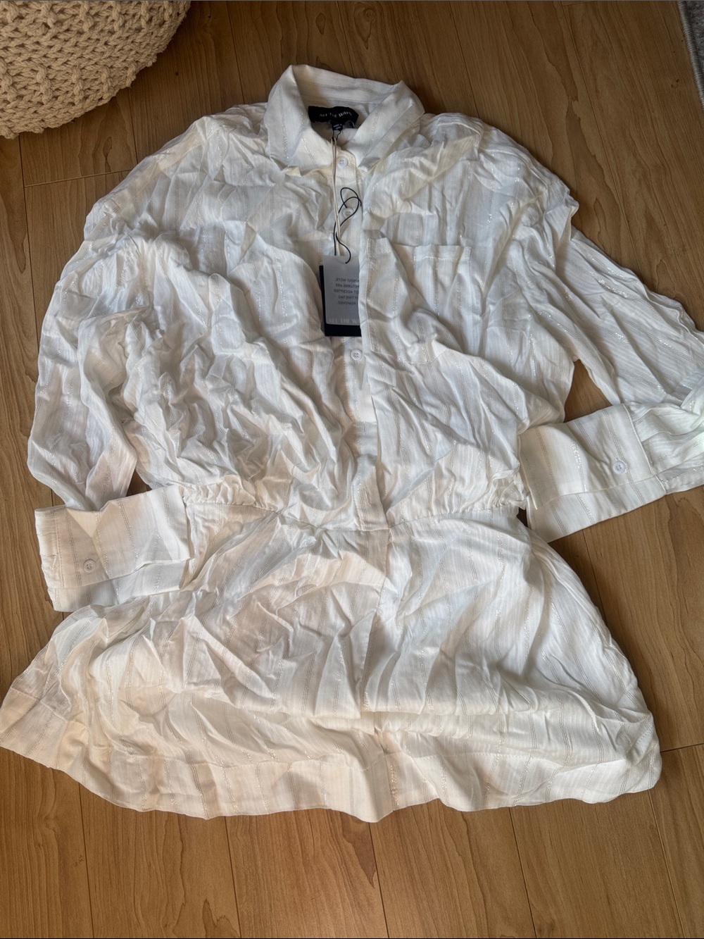 All the Ways Cairo Button Down Dress in White Stripe